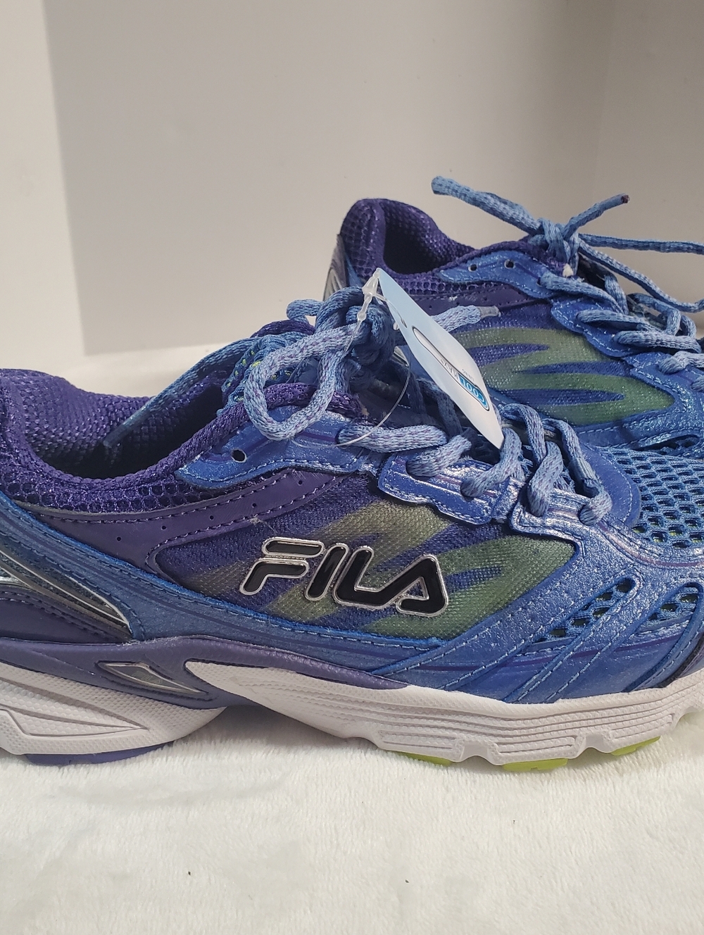 Fila Women’s Athletic Sneakers in Purple and Blue with Lime Accents - Picture 2 of 12